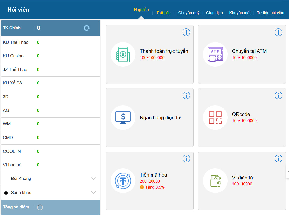 Kubet - Link Trang Chủ Casino Kubet Chính Thức 2026 28 Sau khi đăng nhập vào sảnh KU thì bạn cần nạp tiền để có điểm trước khi bắt đầu đặt cược